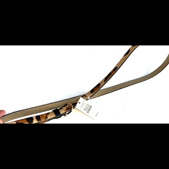 Talbots NWT Leopard FUR Leather Belt W. Gold Buckle Hardware. Size Large. - Picture 6 of 12